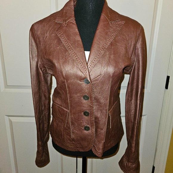 Copper Colored Leather Jacket - Picture 1 of 9